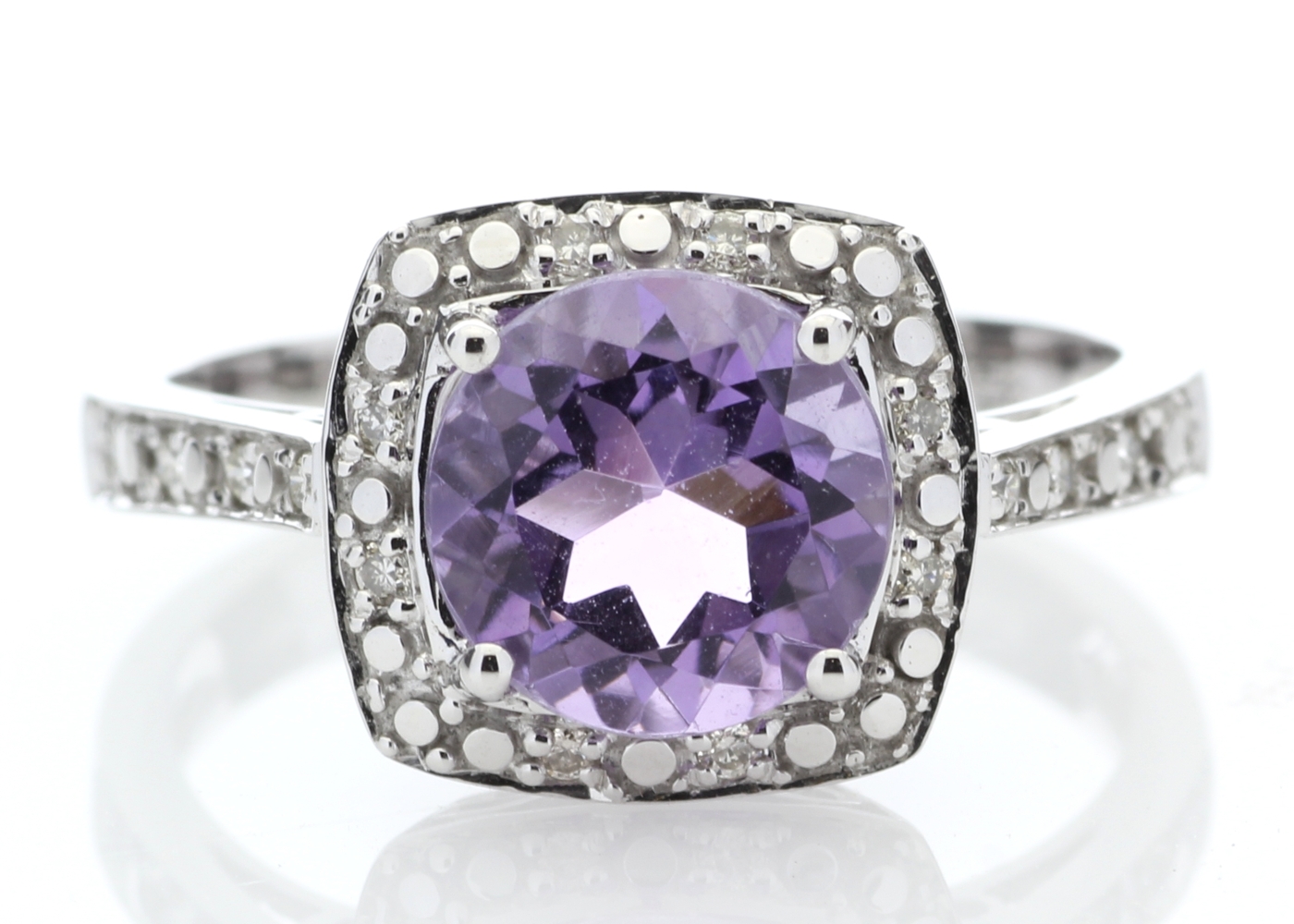 9ct White Gold Amethyst Diamond Ring - Image 5 of 6