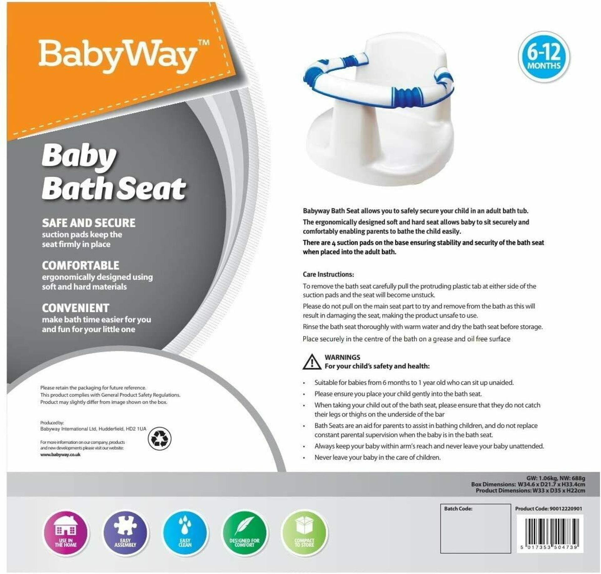 Babyway 6M-12M Baby Bath Support Seat Rrp £29.99 - Image 2 of 2