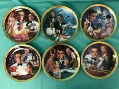 Set Of 6 Franklin Mint 007 James Bond Classic Movie Theme Plates