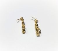 A Pair Of Gold Plated Silver & Diamond Pendant Earrings