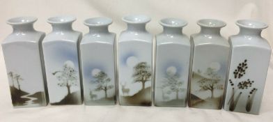 7 X Highbank Lochgilphead Scotland Square Porcelain Vases