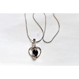 A Silver Amethyst & Opal Heart Shaped Pendant