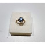 Gold Blue & White Topaz Cluster Ring