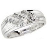 10Ct White Gold Diamond Diagonal Half Hoop Ring