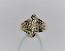 5 Row Gold Diamond Ring