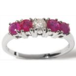 5 Stone Pink Sapphire & Diamond Ring