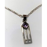 Sterling Silver Charles Rennie Macintosh Amethyst Pendant Necklace