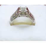 14Ct White Gold Single Stone Princess Cut Diamond Ring