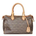 Louis Vuitton Brown Monogram Coated Canvas & Gold Metallic Lambskin Leather Argent Eden Speedy 30