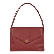 Chanel Burgundy Caviar Leather Leather Vintage Classic Shoulder Bag