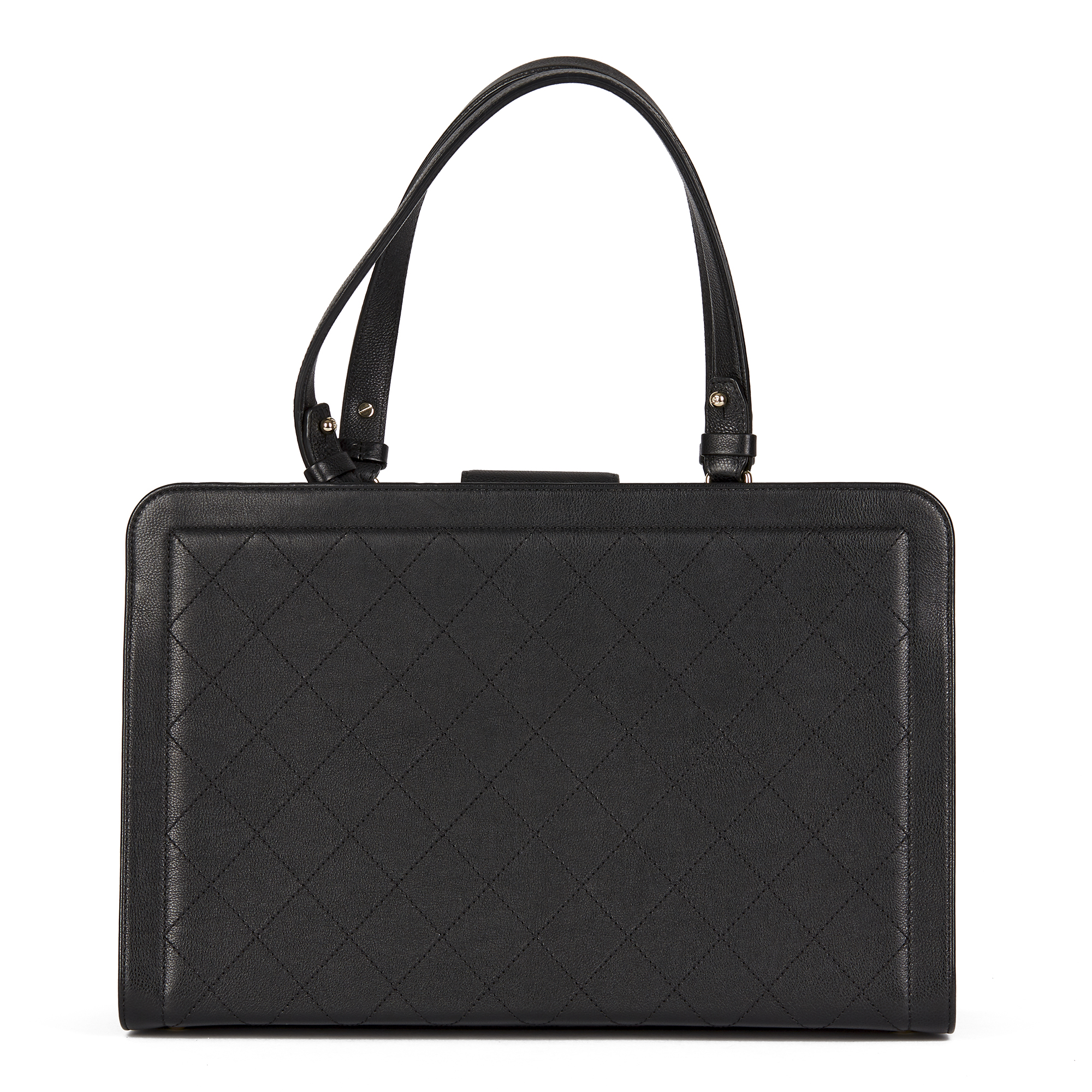 Chanel Black Quilted Calfskin Leather Large Label Click bidping Tote - Image 10 of 12