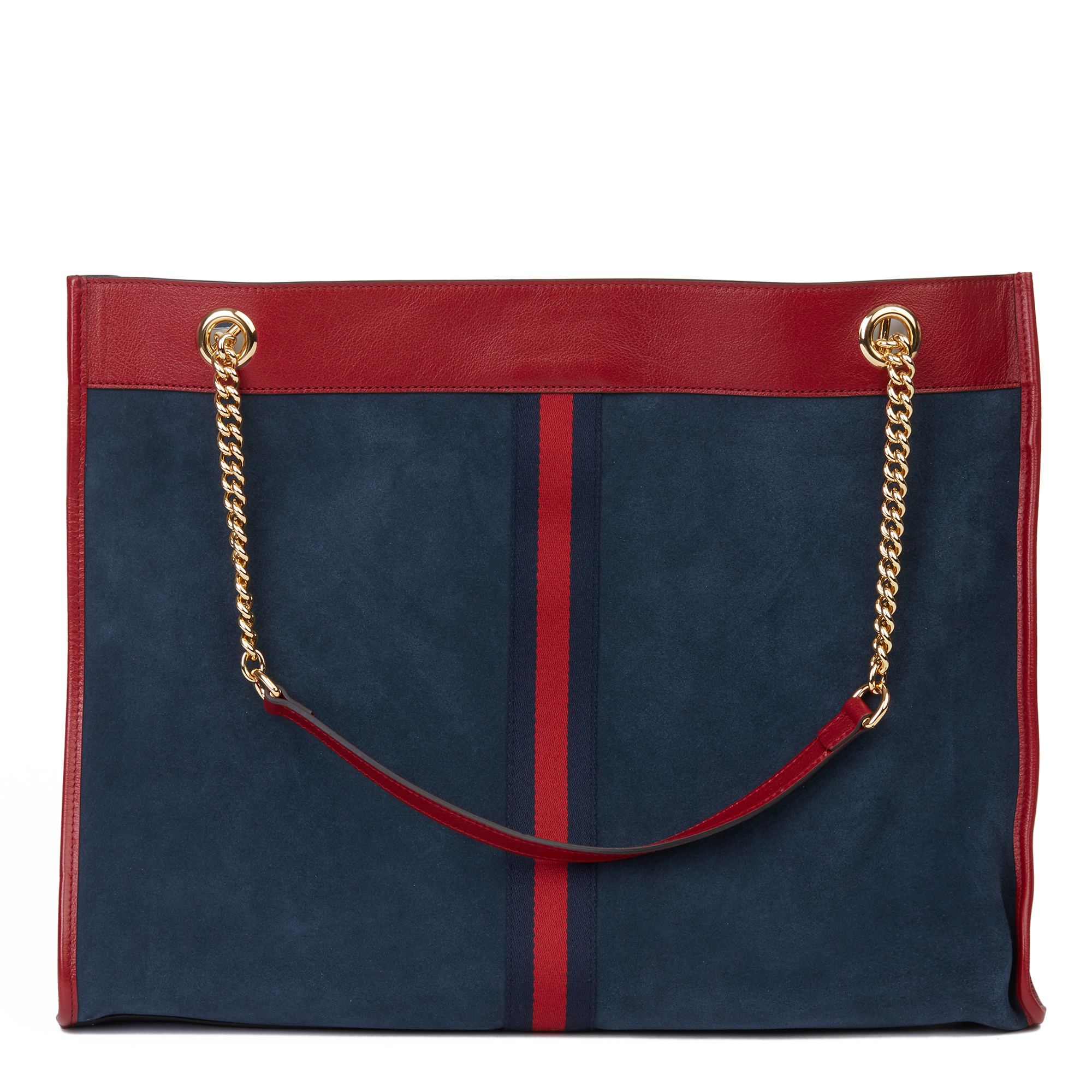 Gucci Red Aged Calfskin Leather & Blue Suede Web Large Rajah Tote - Image 10 of 12