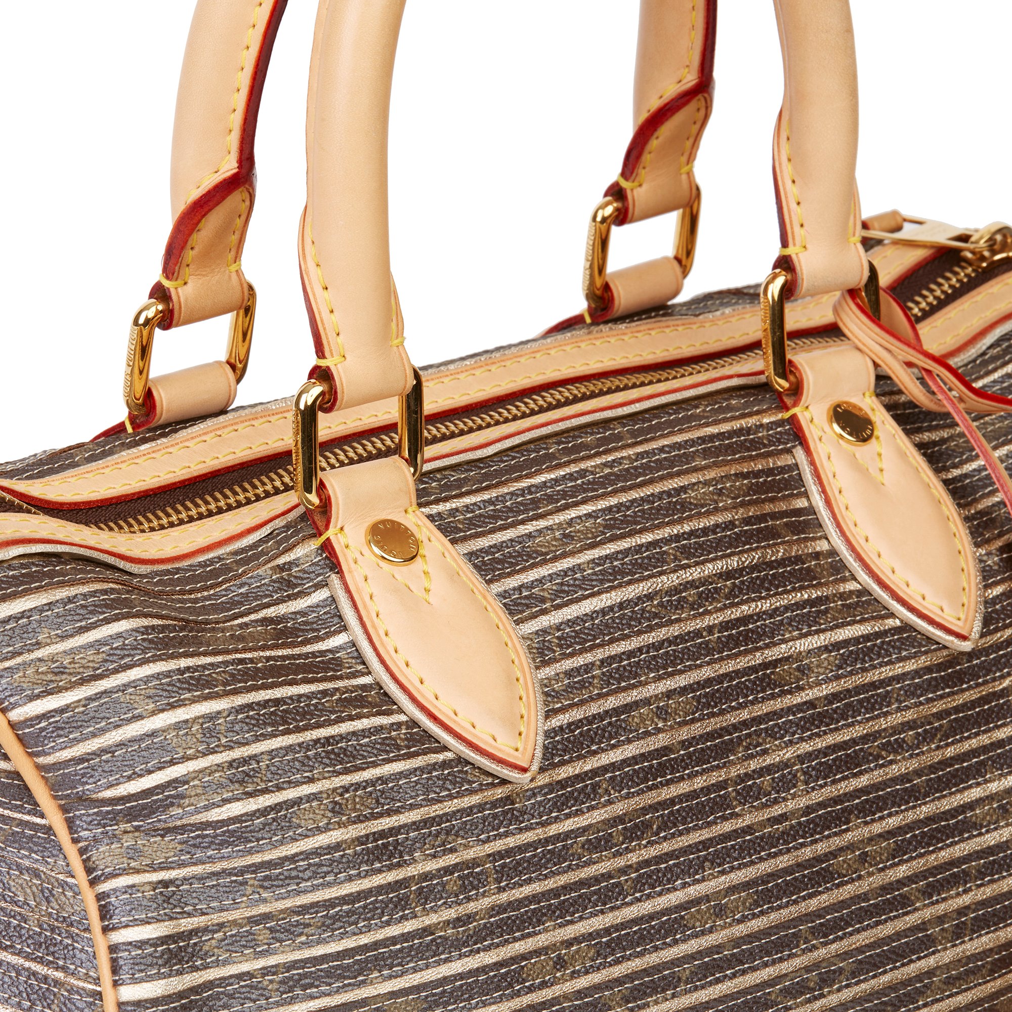 Louis Vuitton Brown Monogram Coated Canvas & Gold Metallic Lambskin Leather Argent Eden Speedy 30 - Image 6 of 11