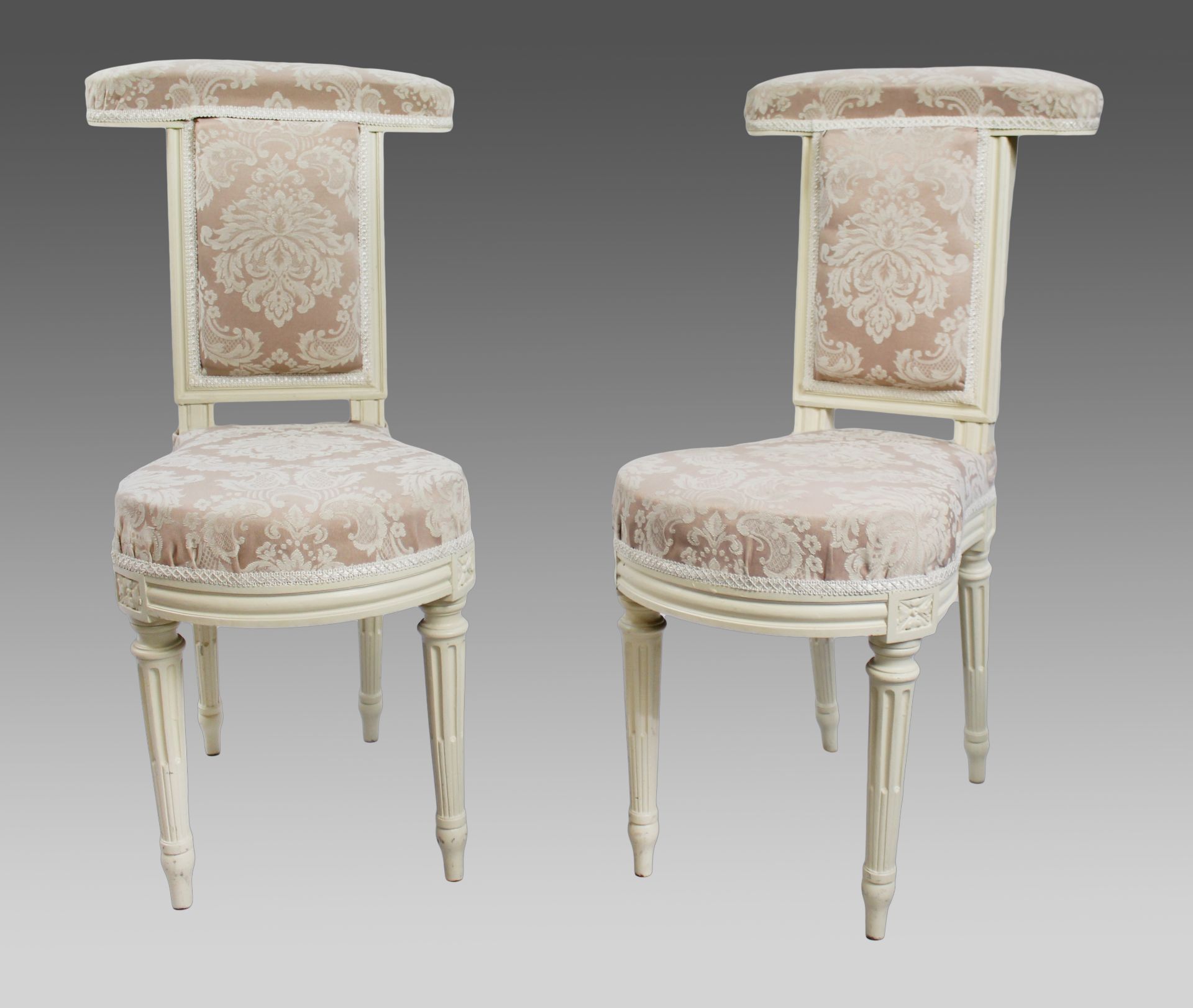 Pair of Early Antique French Painted Voyeuse Chairs - Image 2 of 7