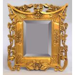 Carved Floral Giltwood Bevelled Glass Wall Mirror