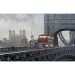 Steven Scholes, Tower Bridge London 1958, Signed Oil on Canvas