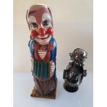 Wooden Clown Bottle Holder and a Metal Waiter Bottle Holder