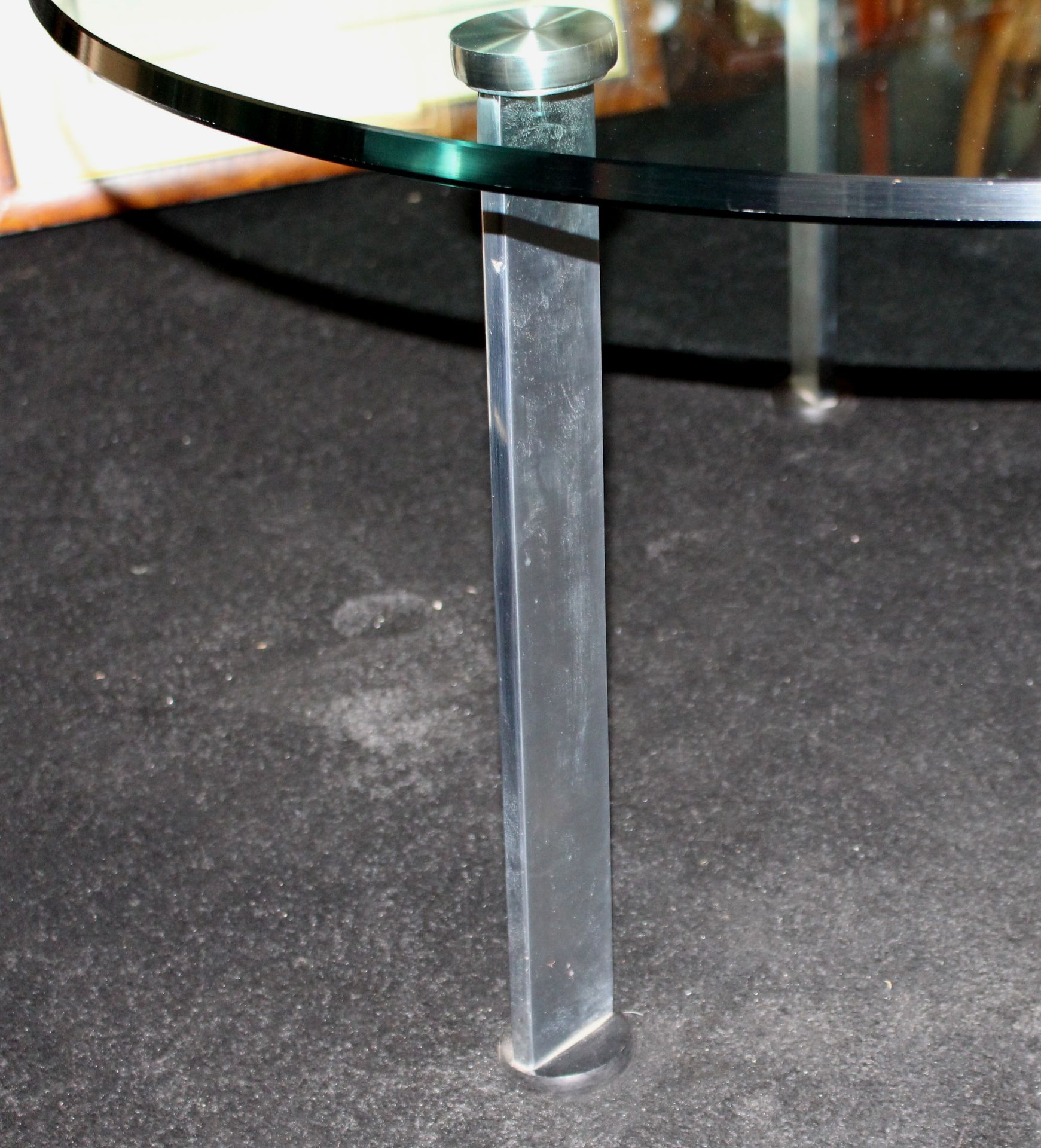 Heavy Designer Glass Topped Chrome Circular Coffee Table - Image 2 of 2