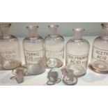 Antique Scarce Chemist Bottles With Glass Stoppers