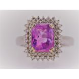 GIA Certified Vivid Pink VVS Untreated Sapphire & Diamonds Ring