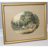 Pair of Victorian Oval LeBlond Prints Set in Gilt Frames