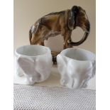 Vintage Elephant Statue and Plant Pots