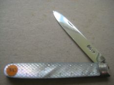 George III Mother of Pearl Hafted Silver Bladed Folding Fruit Knife