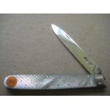 George III Mother of Pearl Hafted Silver Bladed Folding Fruit Knife