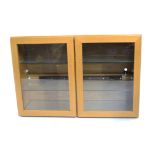 Modern Light Oak Wall Mounted Glazed Cabinet