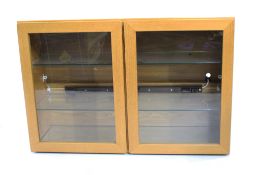 Modern Light Oak Wall Mounted Glazed Cabinet