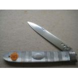 Rare George III Double Duty Mother of Pearl Hafted Silver Bladed Folding Fruit Knife