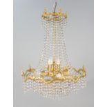 Vintage Gold Plated Framed Crystal Chandelier