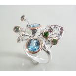 Hand made designer ring blue topaz