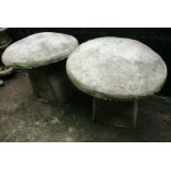 Pair of Heavy Antique Style Composite Stone Staddlestones