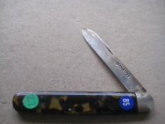 Rare George V Tortoiseshell Hafted Silver Bladed Folding Fruit Knife