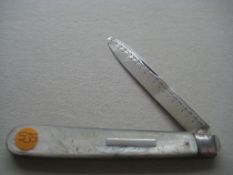 Victorian Mother of Pearl Hafted Silver Bladed Folding Fruit Knife