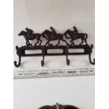 Metal Racehorses Coat Hooks