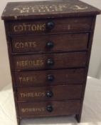 Victorian Clark & co Anchor Mills haberdashery 6 draw shop chest of Draws