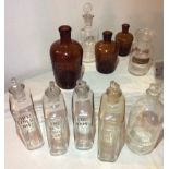 Antique Finest Collection Pharmacy Bottles and glass stoppers boots and others