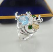 Natural Blue Topaz sterling silver ring