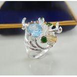 Natural Blue Topaz sterling silver ring