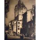 Sir Frank Brangwyn (RA RWS RBA), Santa Maria from The Street. Signed Etching.