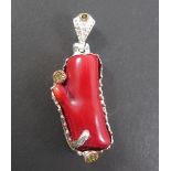 Fine art jewellery Natural Coral sterling silver pendant