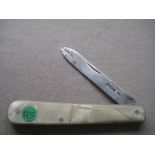 Rare George VI Yellow Bakerlite Plastic Hafted Silver Bladed Folding Fruit Knife