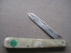 Rare George VI Yellow Bakerlite Plastic Hafted Silver Bladed Folding Fruit Knife