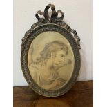 Late 18th century print by Angelica kaufman in a brass oval frame