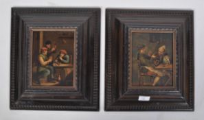 After David Teniers a pair of paintings of tavern scenes