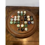 C19th solitaire board with glass marbles