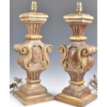 Pair of Italian carved polychrome lamps