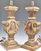 Pair of Italian carved polychrome lamps